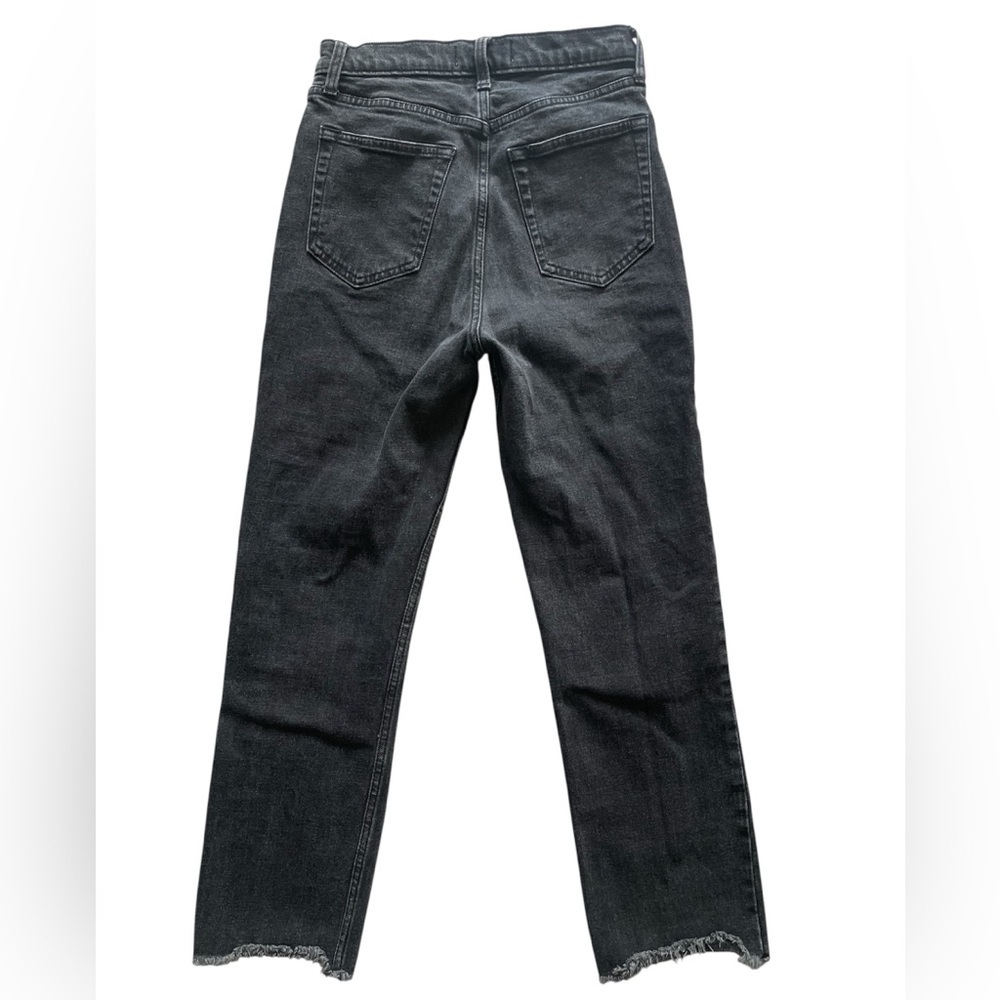 Abercrombie & Fitch Ankle Straight Ultra High Rise Black Denim Raw Hem 27 / 4 - Picture 2 of 6